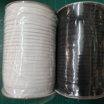 Soft Flat Face Mask Elastic With High Stretch Properties - 3mm/5mm Black/White - ThreadandTrimmings