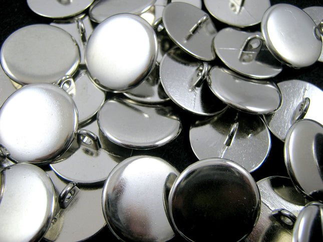 Round Polished Silver Metal Blazer Buttons with Shank 15mm & 20mm Best Quality - ThreadandTrimmings