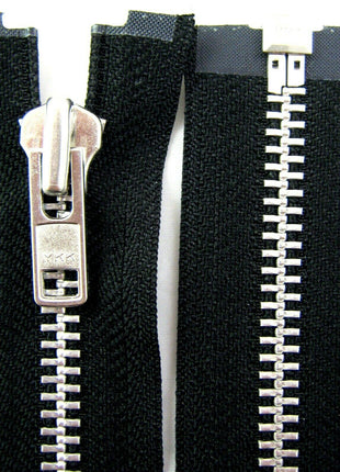 Heavy Duty Strong Metal Open End Zip by YKK For Motorbike Jackets No 8 Weight - ThreadandTrimmings
