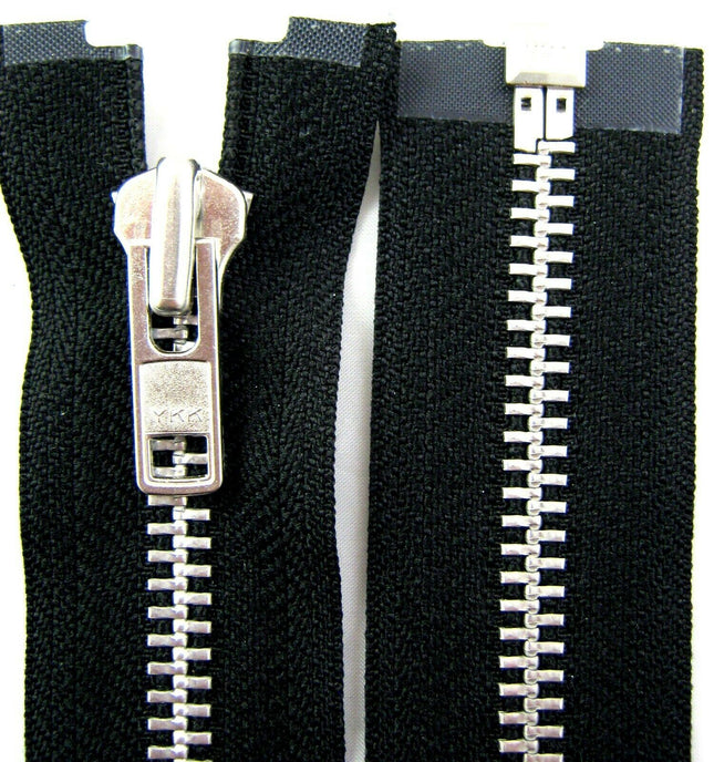 Heavy Duty Strong Metal Open End Zip by YKK For Motorbike Jackets No 8 Weight - ThreadandTrimmings