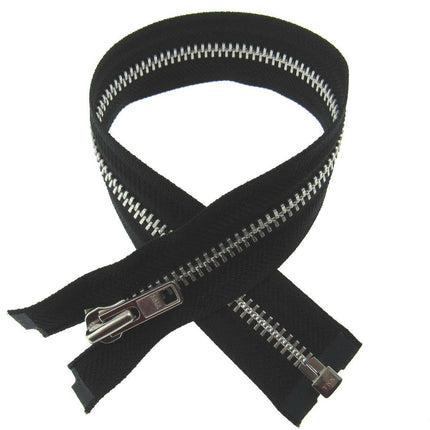 Heavy Duty Strong Metal Open End Zip by YKK For Motorbike Jackets No 8 Weight - ThreadandTrimmings