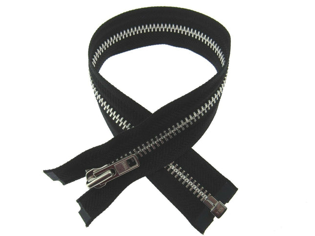 Heavy Duty Strong Metal Open End Zip by YKK For Motorbike Jackets No 8 Weight - ThreadandTrimmings