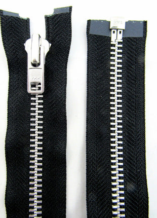 Heavy Duty Strong Metal Open End Zip by YKK For Motorbike Jackets No 8 Weight - ThreadandTrimmings