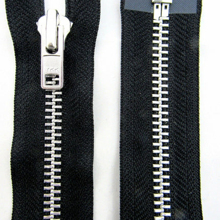 Heavy Duty Strong Metal Open End Zip by YKK For Motorbike Jackets No 8 Weight - ThreadandTrimmings