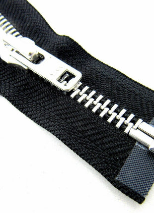 Heavy Duty Strong Metal Open End Zip by YKK For Motorbike Jackets No 8 Weight - ThreadandTrimmings