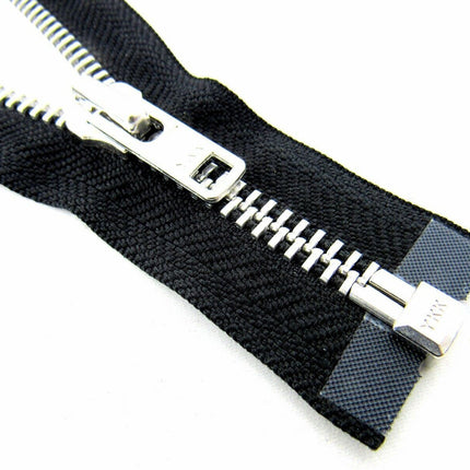 Heavy Duty Strong Metal Open End Zip by YKK For Motorbike Jackets No 8 Weight - ThreadandTrimmings