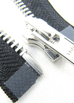 Heavy Duty Strong Metal Open End Zip by YKK For Motorbike Jackets No 8 Weight - ThreadandTrimmings