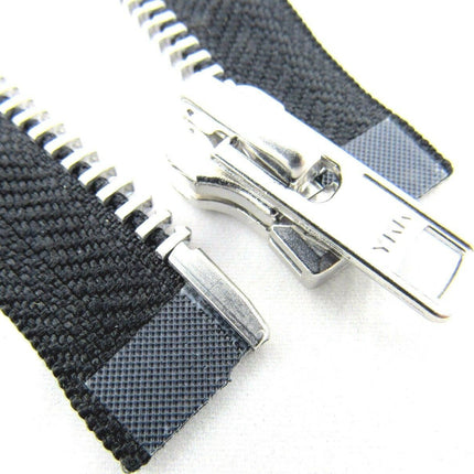 Heavy Duty Strong Metal Open End Zip by YKK For Motorbike Jackets No 8 Weight - ThreadandTrimmings