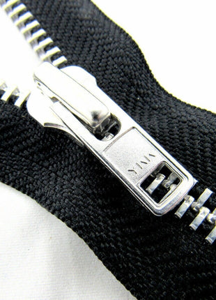Heavy Duty Strong Metal Open End Zip by YKK For Motorbike Jackets No 8 Weight - ThreadandTrimmings