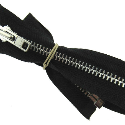 Heavy Duty Strong Metal Open End Zip by YKK For Motorbike Jackets No 8 Weight - ThreadandTrimmings