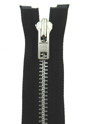 Heavy Duty Strong Metal Open End Zip by YKK For Motorbike Jackets No 8 Weight - ThreadandTrimmings