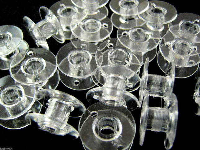 Plastic Sewing Machine Bobbins / 15K or 66K / Clear Plastic Bobbin Spools - ThreadandTrimmings