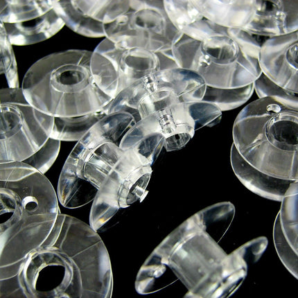 Plastic Sewing Machine Bobbins / 15K or 66K / Clear Plastic Bobbin Spools - ThreadandTrimmings