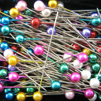 Pearlised Craft Pins 40mm 144 Pins 6 Colours Assorted Quilting Dressmaking - ThreadandTrimmings