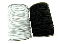 Thin Fine Round Hat Elastic - 1.5mm - Choice of Black or White in 100m Rolls
