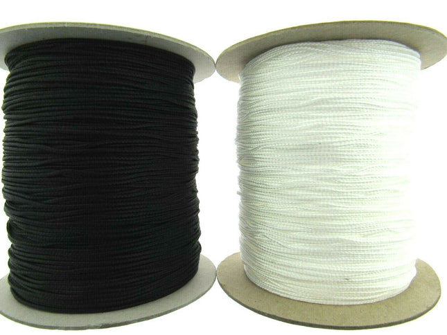 Thin Braided Austrian Festoon Cord 1mm Black or White Curtain Blind Lift Cord - ThreadandTrimmings