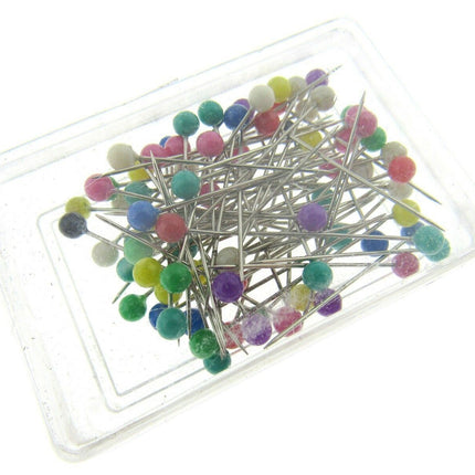 Colour Head Pins Sharp Plastic Head - 80 Pins - 32mm Long x 0.59mm - JTL055 - ThreadandTrimmings