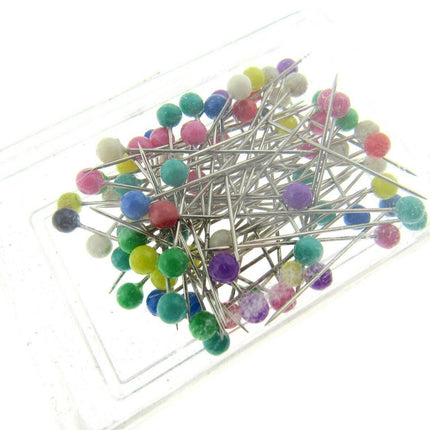 Colour Head Pins Sharp Plastic Head - 80 Pins - 32mm Long x 0.59mm - JTL055 - ThreadandTrimmings