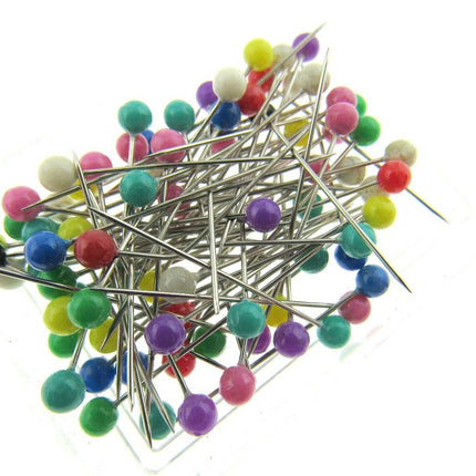 Colour Head Pins Sharp Plastic Head - 80 Pins - 32mm Long x 0.59mm - JTL055 - ThreadandTrimmings