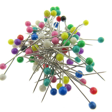 Colour Head Pins Sharp Plastic Head - 80 Pins - 32mm Long x 0.59mm - JTL055 - ThreadandTrimmings