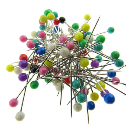 Colour Head Pins Sharp Plastic Head - 80 Pins - 32mm Long x 0.59mm - JTL055 - ThreadandTrimmings