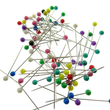 Colour Head Pins Sharp Plastic Head - 80 Pins - 32mm Long x 0.59mm - JTL055 - ThreadandTrimmings