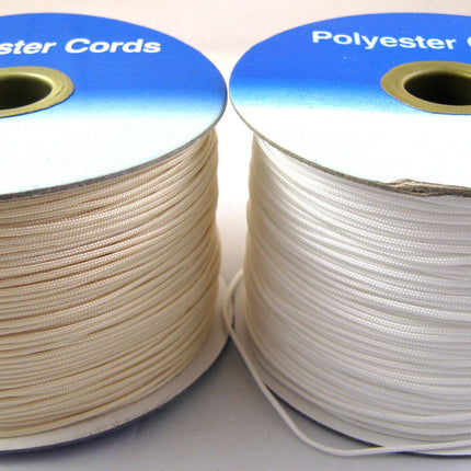 Non Stretch Roman Blind Cord - 200m Roll of 1.2mm White, Cream, Black Polyester - ThreadandTrimmings