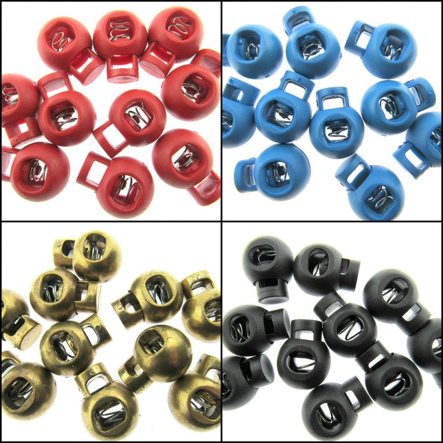 Cord Lock End Toggles with Metal Spring - 20mm x 18mm - ThreadandTrimmings
