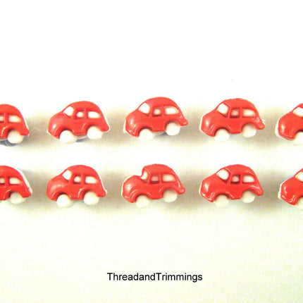 Car Toy Buttons with Shank  - 12mm Novelty Baby VW Beetle Bug Car Buttons CN24 - ThreadandTrimmings
