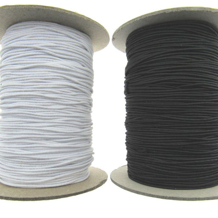 Thin Round Elastic - Best Quality and UK Made - 1mm/2mm/3mm in Black & White - ThreadandTrimmings
