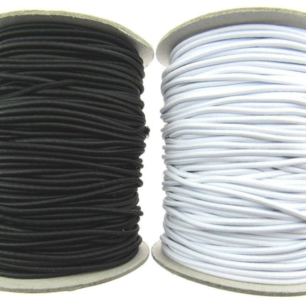 Thin Round Elastic - Best Quality and UK Made - 1mm/2mm/3mm in Black & White - ThreadandTrimmings