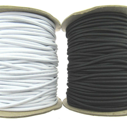 Thin Round Elastic - Best Quality and UK Made - 1mm/2mm/3mm in Black & White - ThreadandTrimmings