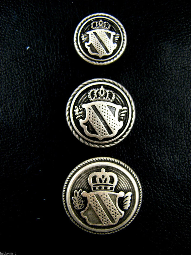 SILVER METAL MILITARY SHIELD BLAZER BUTTONS - Choose From 4 sizes B1978 - ThreadandTrimmings