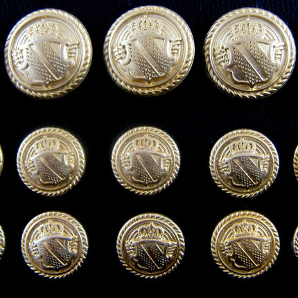 GOLD METAL MILITARY SHIELD BLAZER BUTTONS - Choose From 4 sizes B1978 - ThreadandTrimmings