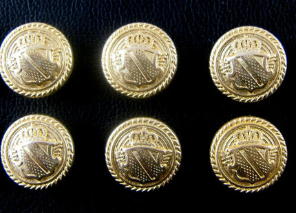 GOLD METAL MILITARY SHIELD BLAZER BUTTONS - Choose From 4 sizes B1978 - ThreadandTrimmings