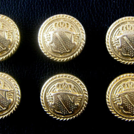 GOLD METAL MILITARY SHIELD BLAZER BUTTONS - Choose From 4 sizes B1978 - ThreadandTrimmings