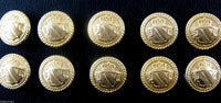 GOLD METAL MILITARY SHIELD BLAZER BUTTONS - Choose From 4 sizes B1978 - ThreadandTrimmings