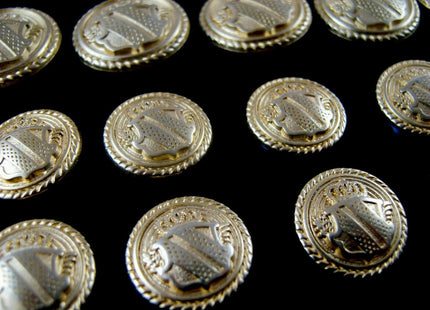 GOLD METAL MILITARY SHIELD BLAZER BUTTONS - Choose From 4 sizes B1978 - ThreadandTrimmings