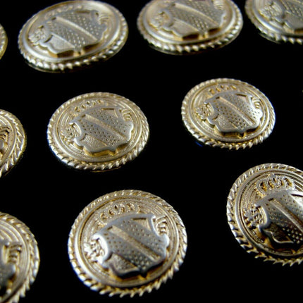 GOLD METAL MILITARY SHIELD BLAZER BUTTONS - Choose From 4 sizes B1978 - ThreadandTrimmings