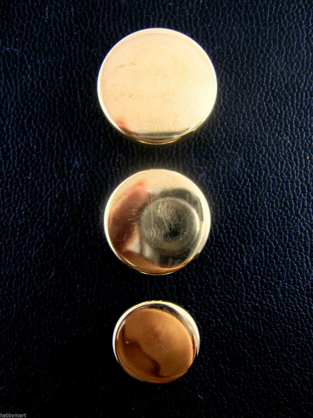 Round Gold Blazer Buttons - Military Style Flat PLASTIC Shank Buttons - 3 Sizes - ThreadandTrimmings