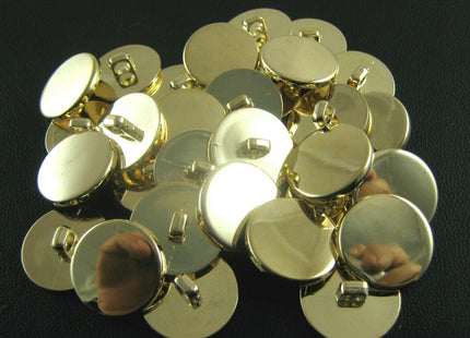 Round Gold Blazer Buttons - Military Style Flat PLASTIC Shank Buttons - 3 Sizes - ThreadandTrimmings