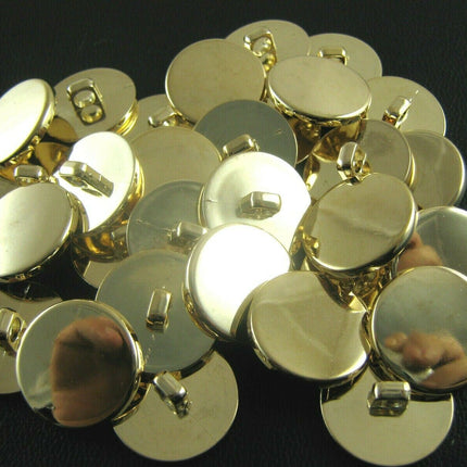 Round Gold Blazer Buttons - Military Style Flat PLASTIC Shank Buttons - 3 Sizes - ThreadandTrimmings