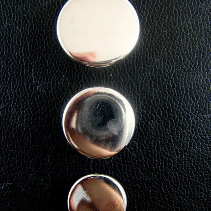 Round Flat Plastic Silver Blazer Buttons 3 Sizes -15mm 18mm 20mm With Shank - ThreadandTrimmings