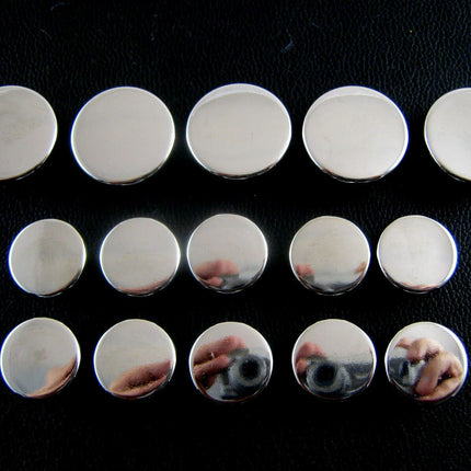 Round Flat Plastic Silver Blazer Buttons 3 Sizes -15mm 18mm 20mm With Shank - ThreadandTrimmings