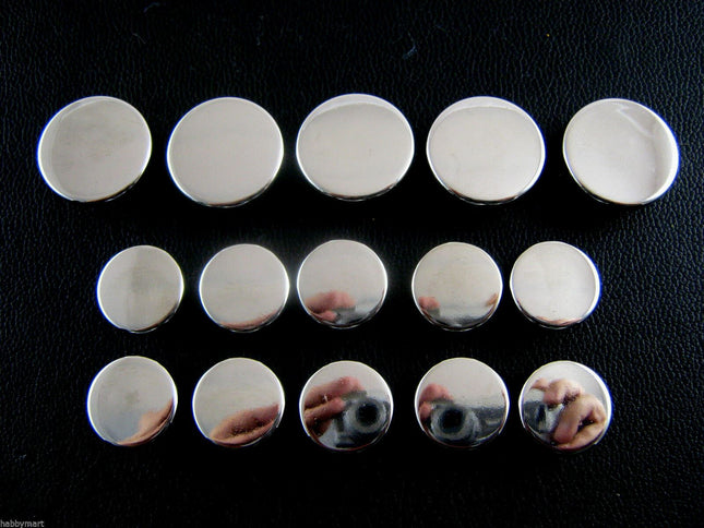 Round Flat Plastic Silver Blazer Buttons 3 Sizes -15mm 18mm 20mm With Shank - ThreadandTrimmings
