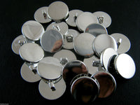 Round Flat Plastic Silver Blazer Buttons 3 SIZES -15mm 18mm 20mm With Shank