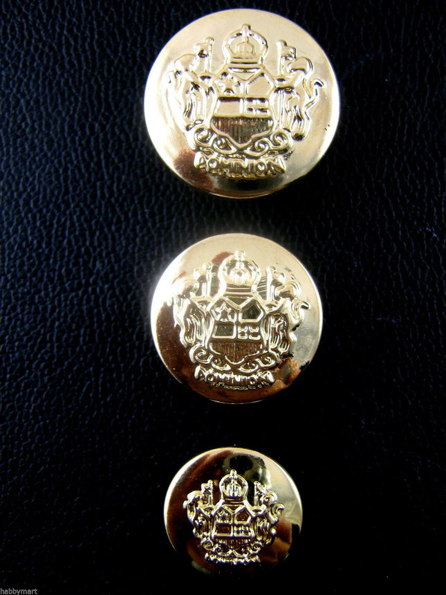 GOLD PLASTIC CRESTED BLAZER BUTTONS - 3 Sizes 15mm 18mm 21mm - WITH SHANK CX23 - ThreadandTrimmings
