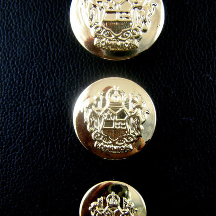 Round Gold Plastic Crested Blazer Buttons With Shank 15mm 18mm 21mm  CX23 - ThreadandTrimmings