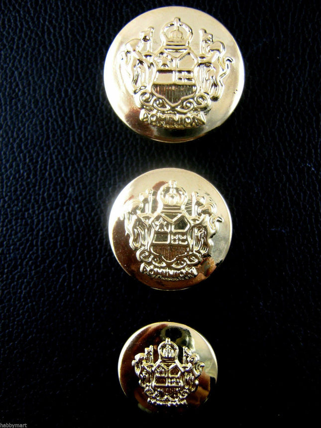 Round Gold Plastic Crested Blazer Buttons With Shank 15mm 18mm 21mm  CX23 - ThreadandTrimmings