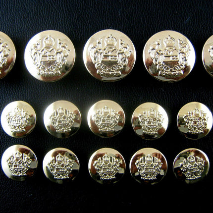 GOLD PLASTIC CRESTED BLAZER BUTTONS - 3 Sizes 15mm 18mm 21mm - WITH SHANK CX23 - ThreadandTrimmings